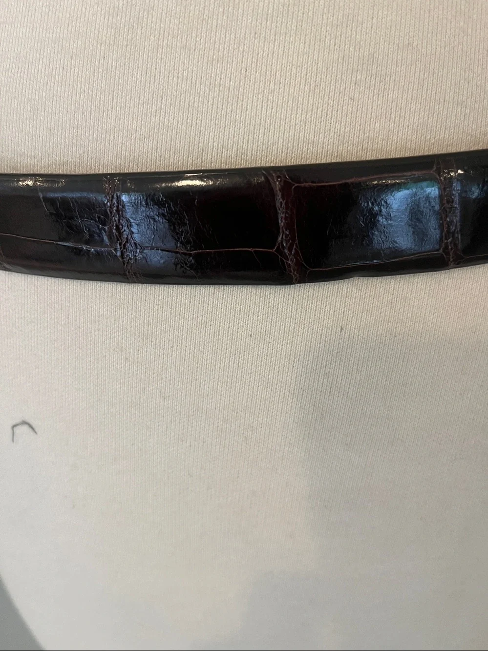 Brown genuine, alligator Leather Belt with Gold Buckle